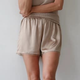 Women Satin Pajama Bottoms Lace Trim Silk Lounge Shorts Low Elastic Waist Panties French Knickers Slip Boxer Shorts