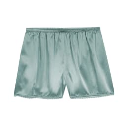 Women Satin Pajama Bottoms Lace Trim Silk Lounge Shorts Low Elastic Waist Panties French Knickers Slip Boxer Shorts