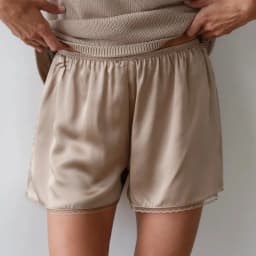 Women Satin Pajama Bottoms Lace Trim Silk Lounge Shorts Low Elastic Waist Panties French Knickers Slip Boxer Shorts