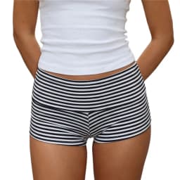 Women Low Waist Fold Over Shorts Summer casaul Loungewear Home shorts Dot/Stripe Print Ruched Bodycon Short Pants