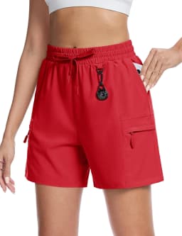TACVASEN Women's UPF 50+ Hiking Cargo Shorts Lightweight Water Resistant 5" Athletic Shorts with Zipper Pockets Golf Summer