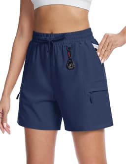 TACVASEN Women's UPF 50+ Hiking Cargo Shorts Lightweight Water Resistant 5" Athletic Shorts with Zipper Pockets Golf Summer