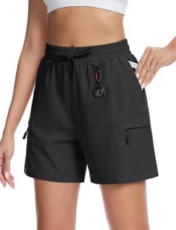 TACVASEN Women's UPF 50+ Hiking Cargo Shorts Lightweight Water Resistant 5" Athletic Shorts with Zipper Pockets Golf Summer