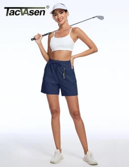 TACVASEN Women's UPF 50+ Hiking Cargo Shorts Lightweight Water Resistant 5" Athletic Shorts with Zipper Pockets Golf Summer