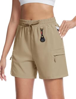 TACVASEN Women's UPF 50+ Hiking Cargo Shorts Lightweight Water Resistant 5" Athletic Shorts with Zipper Pockets Golf Summer