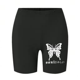 Casual Women Fitness Short Pantsbeautiful Dreamy Purple Butterfly Prints Leggings Short High Elastic Soft Thin Female Sportswear