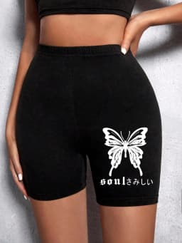 Casual Women Fitness Short Pantsbeautiful Dreamy Purple Butterfly Prints Leggings Short High Elastic Soft Thin Female Sportswear