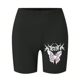 Casual Women Fitness Short Pantsbeautiful Dreamy Purple Butterfly Prints Leggings Short High Elastic Soft Thin Female Sportswear
