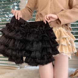 Autumn Velvet Bloomers Lolita Style Girls Cute Japan Sexy Lace Date Princess Pink Layer Puff Shorts Ruffles Lantern Small Pants