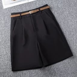 Khaki Casual Wide Leg Shorts Women Summer New Solid Loose Knee-Length Hot Pants Korean All-Match High Waist Suit Shorts Ladies
