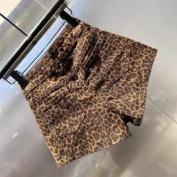 2025 Leopard Print High Waist Denim Shorts Women's New Irregular Fashion Wide-leg Pants Booty Shorts Jeans Mini Shorts Summer