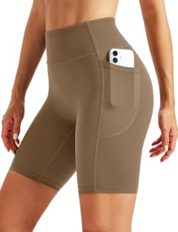 TACVASEN Womens No Front Seam Yoga Shorts with Pockets High Waisted Biker Shorts Quick Dry Butt Lifting Workout Running Shorts