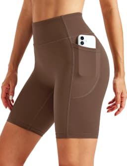 TACVASEN Womens No Front Seam Yoga Shorts with Pockets High Waisted Biker Shorts Quick Dry Butt Lifting Workout Running Shorts