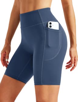 TACVASEN Womens No Front Seam Yoga Shorts with Pockets High Waisted Biker Shorts Quick Dry Butt Lifting Workout Running Shorts