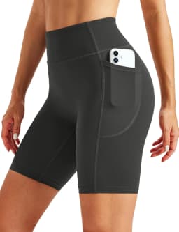 TACVASEN Womens No Front Seam Yoga Shorts with Pockets High Waisted Biker Shorts Quick Dry Butt Lifting Workout Running Shorts