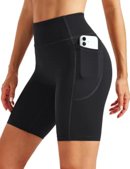 TACVASEN Womens No Front Seam Yoga Shorts with Pockets High Waisted Biker Shorts Quick Dry Butt Lifting Workout Running Shorts