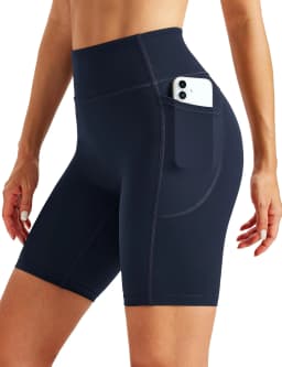 TACVASEN Womens No Front Seam Yoga Shorts with Pockets High Waisted Biker Shorts Quick Dry Butt Lifting Workout Running Shorts