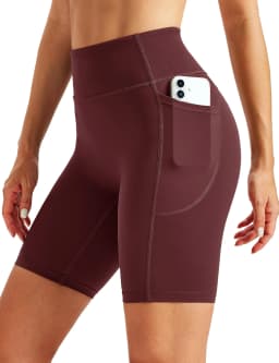 TACVASEN Womens No Front Seam Yoga Shorts with Pockets High Waisted Biker Shorts Quick Dry Butt Lifting Workout Running Shorts