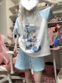 HOUZHOU Kawaii Sweet Lace Up Women Shorts Cute Cartoon Print Japanese Style Wide Leg Short Pants Baggy Casual Youthful Summer