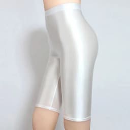 High Waist Satin Women Shorts Summer Glossy Fitness Yoga Leggings Gym Solid Color Skinny Sports Female Short Pants Plus Size