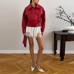 Lace Trim Women Shorts Vintage Velvet Lace Shorts High Waist Versatile Shorts Daily Fashion Casual Outfit Stylish Party Outfit