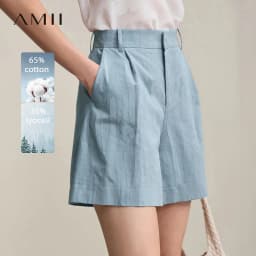 Amii Women's Shorts 2026 Autumn New Versatile Commuter Cotton Shorts Jacquard Casual Basic Women's Loose Wide-leg Pants 12641111