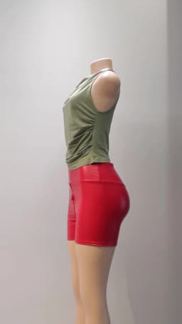 Black Matte Leather Women Shorts High Waist Bodycon Push Up Red Shorts Joggers Sports Fitness Sexy Wetlook Clubwear Slim Shorts