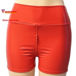 Black Matte Leather Women Shorts High Waist Bodycon Push Up Red Shorts Joggers Sports Fitness Sexy Wetlook Clubwear Slim Shorts