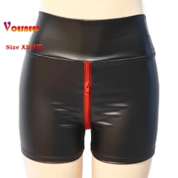 Black Matte Leather Women Shorts High Waist Bodycon Push Up Red Shorts Joggers Sports Fitness Sexy Wetlook Clubwear Slim Shorts