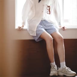 Maden Japanese Casual Blue and White Striped Shorts for Women Cotton Loose Sports Wide Leg Short Pants High Waist Bermuda Shorts