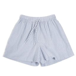 Maden Japanese Casual Blue and White Striped Shorts for Women Cotton Loose Sports Wide Leg Short Pants High Waist Bermuda Shorts