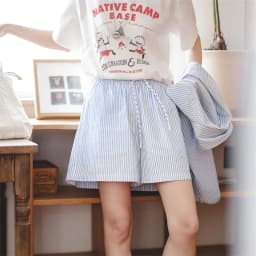 Maden Japanese Casual Blue and White Striped Shorts for Women Cotton Loose Sports Wide Leg Short Pants High Waist Bermuda Shorts