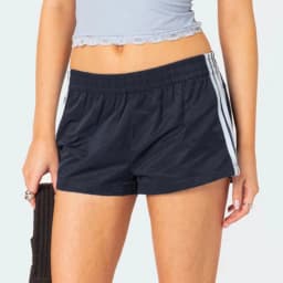 Sports Shorts Women Summer Casual Shorts Fashion Stripe Print Elastic Waist Mini Shorts Loose Workout Short Pants Beach Shorts