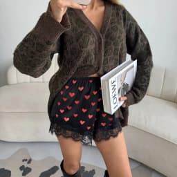 Xingqing y2k Lace Hem Shorts Women Summer Clothes Solid Color Elastic Waist Wide Leg Shorts Hot Pants Bottoms Club Streetwear