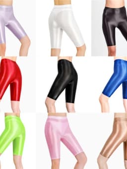 New Oil Glossy Mesh Seven Points Shorts Sexy Yoga Pants High Elasticity Perspective Korean Style Women Fashion Polychrome 4HOA