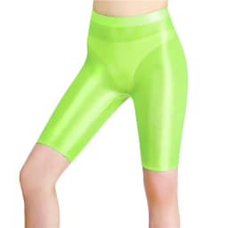 New Oil Glossy Mesh Seven Points Shorts Sexy Yoga Pants High Elasticity Perspective Korean Style Women Fashion Polychrome 4HOA