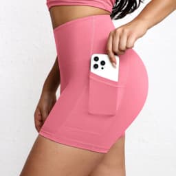 Solid Color Yoga Pants With Pockets Quick Drying High Waisted Gym Push Up Yoga Shorts for Woman Breathable Workout Fitness Short