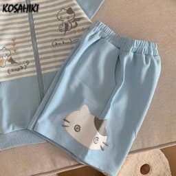 Japanese Shorts for Women Embroidery Cartoon Elastic Waist Wide Leg Pants Summer Casual Pantalones Cortos De Mujer 2025 Bottoms