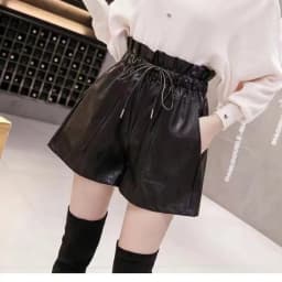 High Waist PU Leather Shorts Pants Women's Loose Casual Wide Leg Trousers Autumn Winter plus Size Fashion plus Size Bootcut