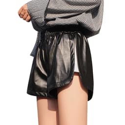 High Waist PU Leather Shorts Pants Women's Loose Casual Wide Leg Trousers Autumn Winter plus Size Fashion plus Size Bootcut