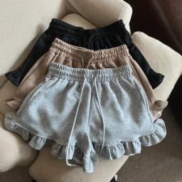 Extra size spice girls wooden ear edge sweet spicy shorts female summer fat sister everything temperament ballet style pants
