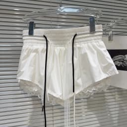 New Bottoms Korean Shorts Women High Waist Casual Patchwork Lace Wide Leg Shorts Bandage Chic Summer Pantalones Cortos De Mujer