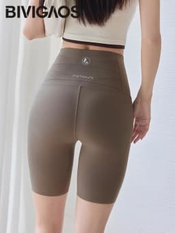 BIVIGAOS Summer Knee Length Sharkskin Cycling Shorts Women High Waist Tight Sun Protection Butt Lifter Sport Running Biker Short