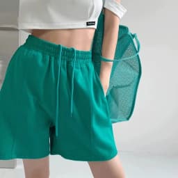 Rose Red Casual Summer Shorts for Women Loose Wide Leg Elastic Waist Drawstring Short Woman Solid Color Sports Short with Pocket