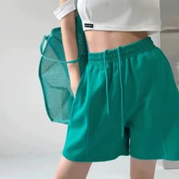 Rose Red Casual Summer Shorts for Women Loose Wide Leg Elastic Waist Drawstring Short Woman Solid Color Sports Short with Pocket