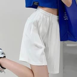 Rose Red Casual Summer Shorts for Women Loose Wide Leg Elastic Waist Drawstring Short Woman Solid Color Sports Short with Pocket