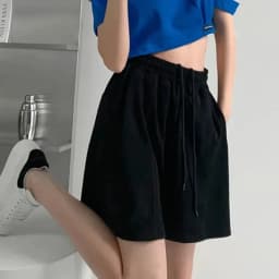 Rose Red Casual Summer Shorts for Women Loose Wide Leg Elastic Waist Drawstring Short Woman Solid Color Sports Short with Pocket