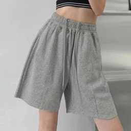 Rose Red Casual Summer Shorts for Women Loose Wide Leg Elastic Waist Drawstring Short Woman Solid Color Sports Short with Pocket
