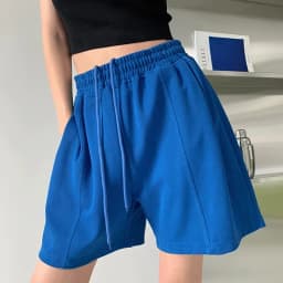 Rose Red Casual Summer Shorts for Women Loose Wide Leg Elastic Waist Drawstring Short Woman Solid Color Sports Short with Pocket