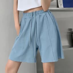 Rose Red Casual Summer Shorts for Women Loose Wide Leg Elastic Waist Drawstring Short Woman Solid Color Sports Short with Pocket